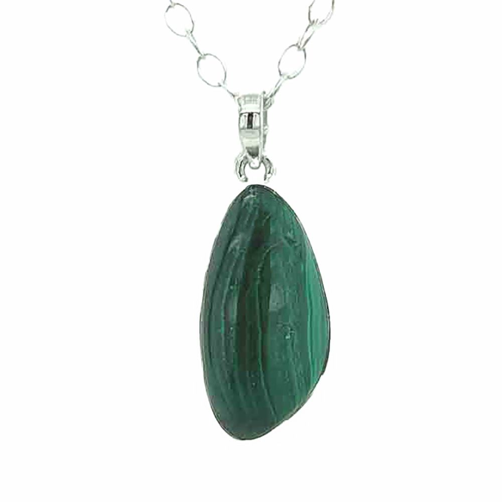 SILVER MALACHITE ABSTRACT PENDANT
