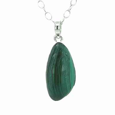 SILVER MALACHITE ABSTRACT PENDANT