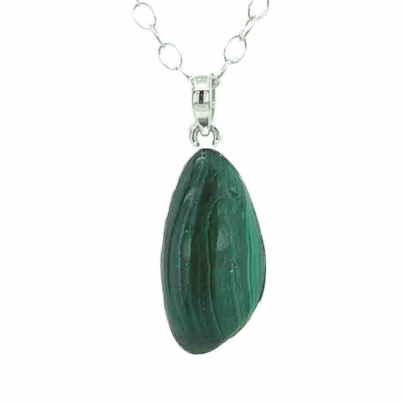 SILVER MALACHITE ABSTRACT PENDANT