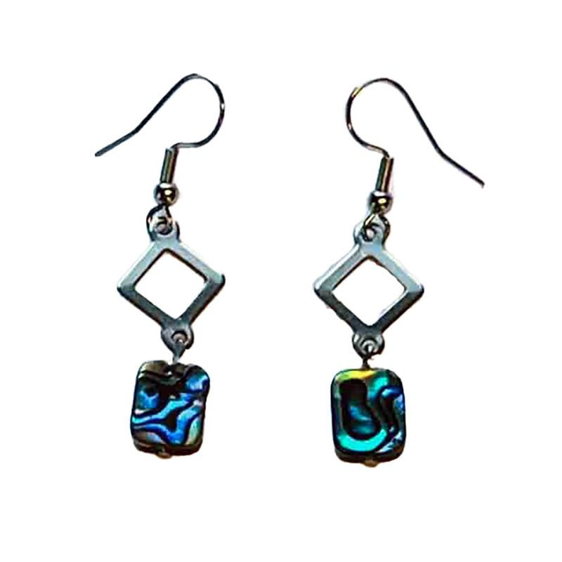 SILVER STAINLESS ABALONE & CUT-OUT EARRINGS SILVER STAINLESS ABALONE & CUT-OUT EARRINGS