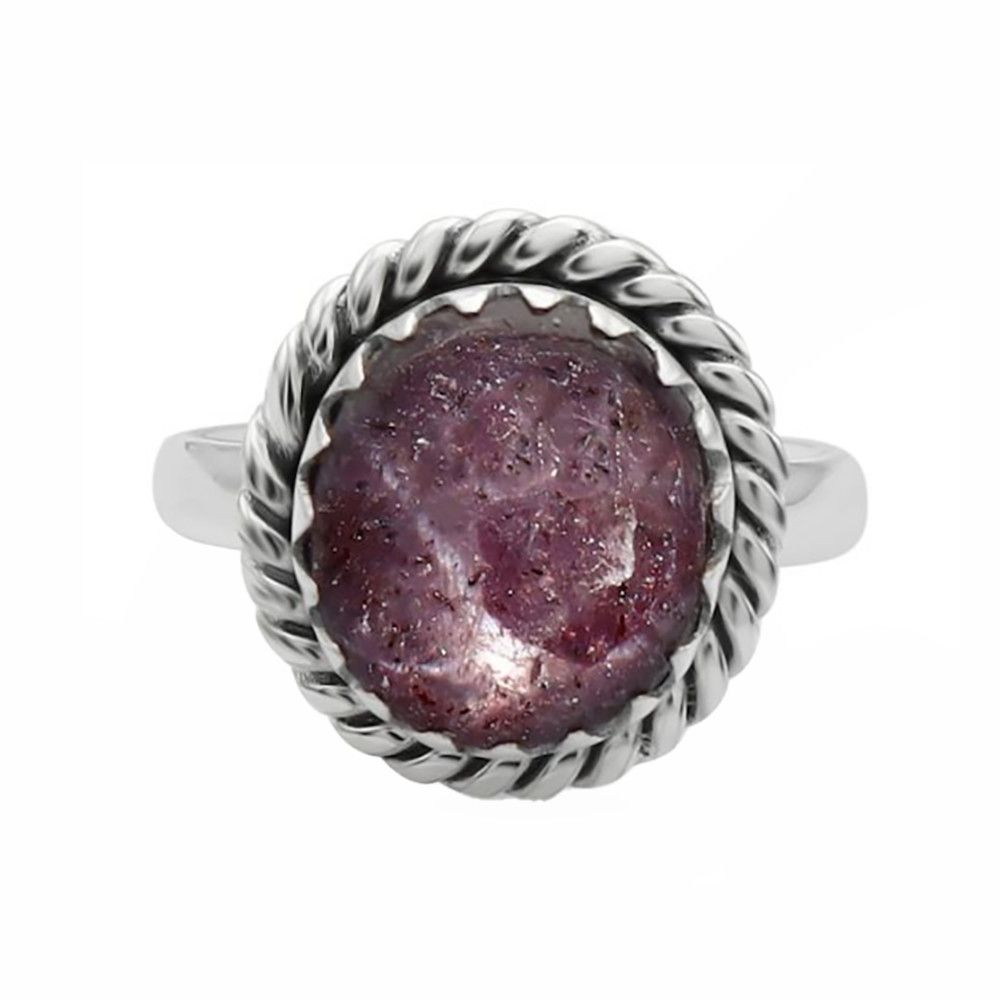 SILVER STAR RUBY W/BRAID EDGE RING SIZE 7