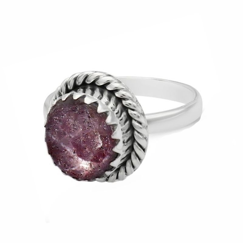 SILVER STAR RUBY W/BRAID EDGE RING SIZE 7