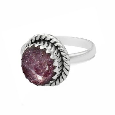 SILVER STAR RUBY W/BRAID EDGE RING SIZE 7