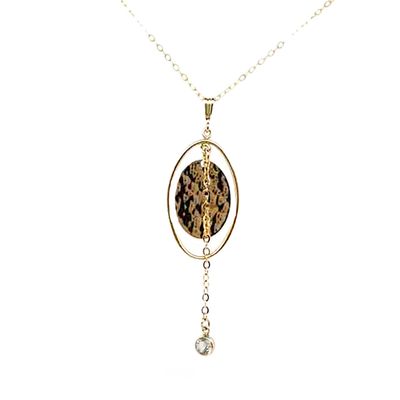 GOLD-FILLED OVAL HAMMERED CZ NECKLACE