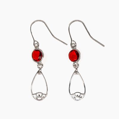 STERLING SILVER GARNET FLOWER EARRINGS
