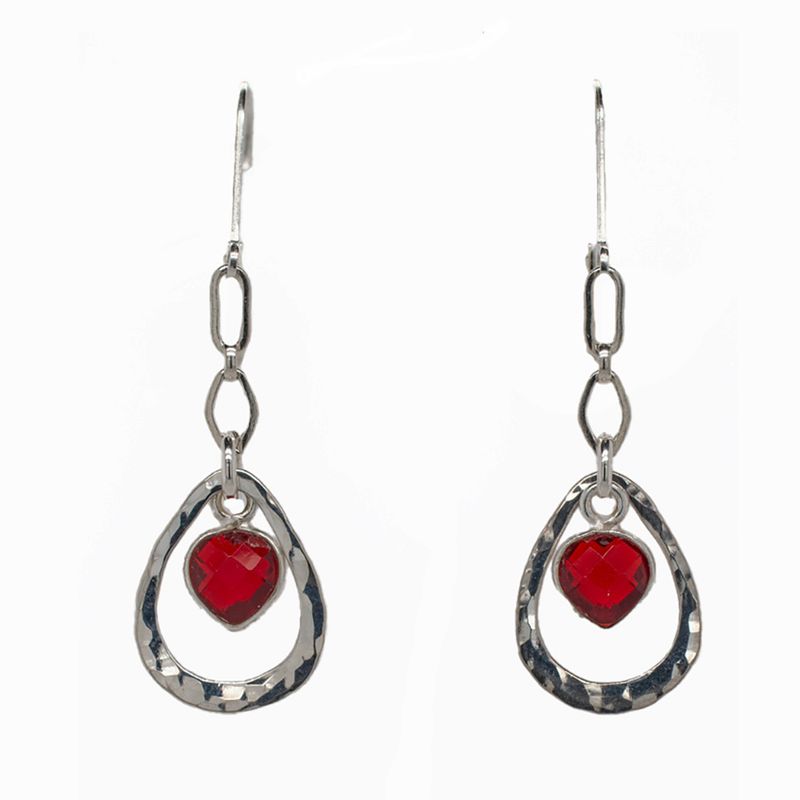 STERLING SILVER GARNET TEARDROP EARRINGS