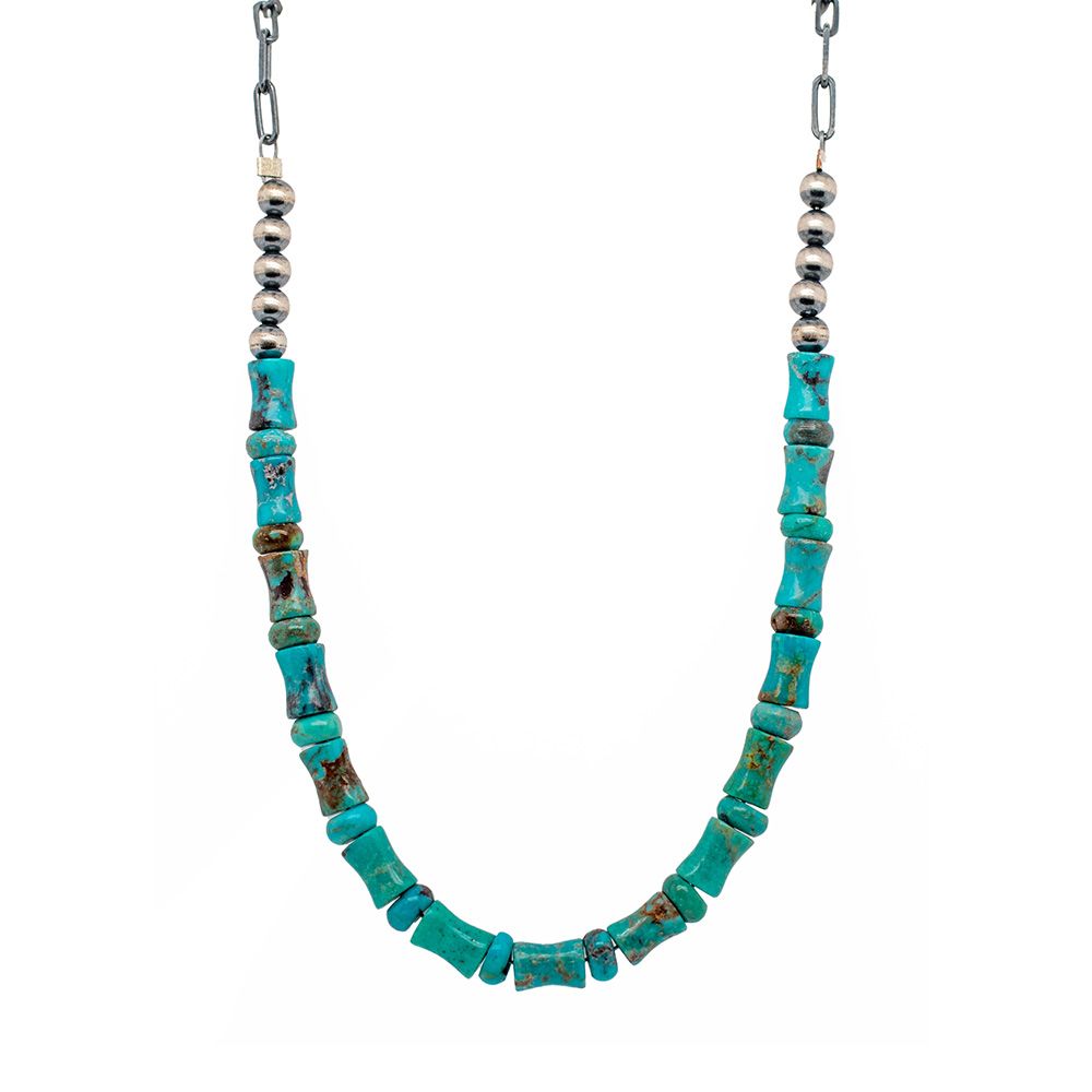 SILVER TURQUOISE NECKLACE NAVAJO - CORRANE SMITH