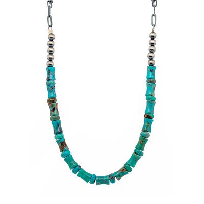 SILVER TURQUOISE NECKLACE NAVAJO - CORRANE SMITH