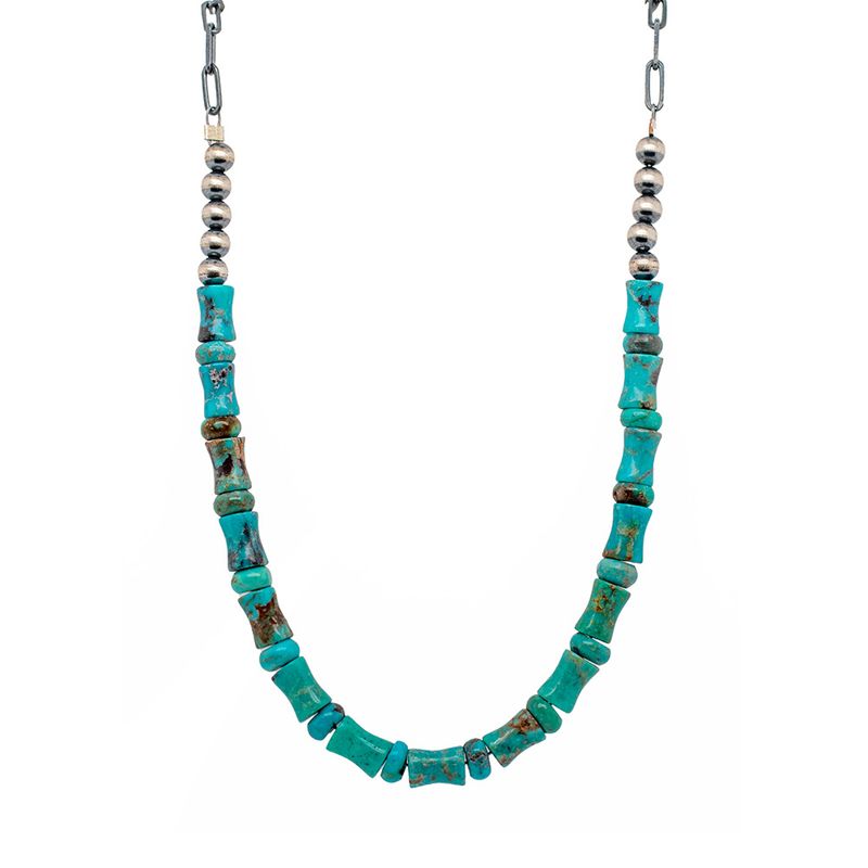 SILVER TURQUOISE NECKLACE NAVAJO - CORRANE SMITH