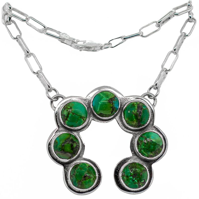 SILVER TURQUOISE NAJA NECKLACE - NAVAJO - RB