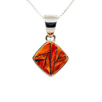 SILVER SPINEY OYSTER INLAY PENDANT - NAVAJO - VALERIE YAZZIE