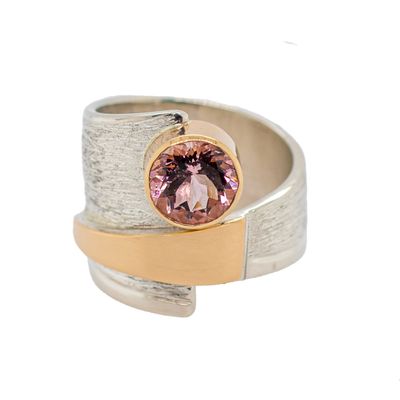 SILVER/14K MORGANITE WRAP RING-10