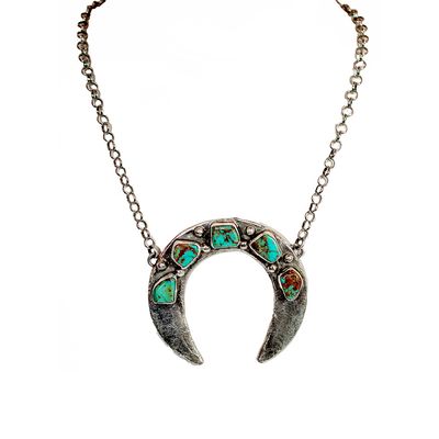 SILVER TURQUOISE NAJA NECKLACE - ZUNI -JUDE CANDELANA