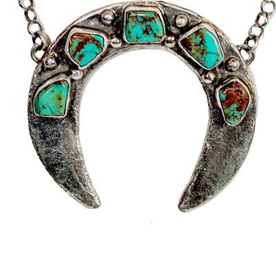 SILVER TURQUOISE NAJA NECKLACE - ZUNI -JUDE CANDELANA