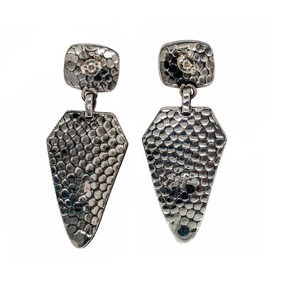 SILVER HAMMERED PINK CONCH EARRINGS - NAVAJO - ELOSIE RICHARDS