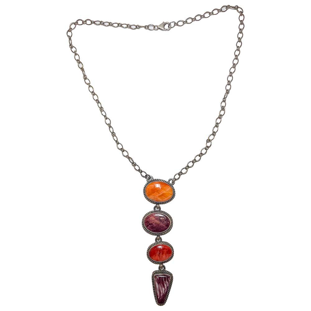 SILVER 4-SPINEY OYSTER NECKLACE - NAVAJO - RUSSELL SAM