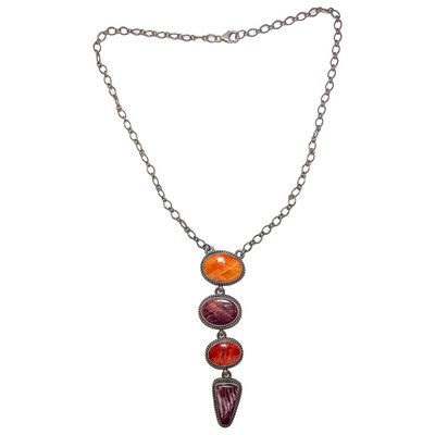 SILVER 4-SPINEY OYSTER NECKLACE - NAVAJO - RUSSELL SAM