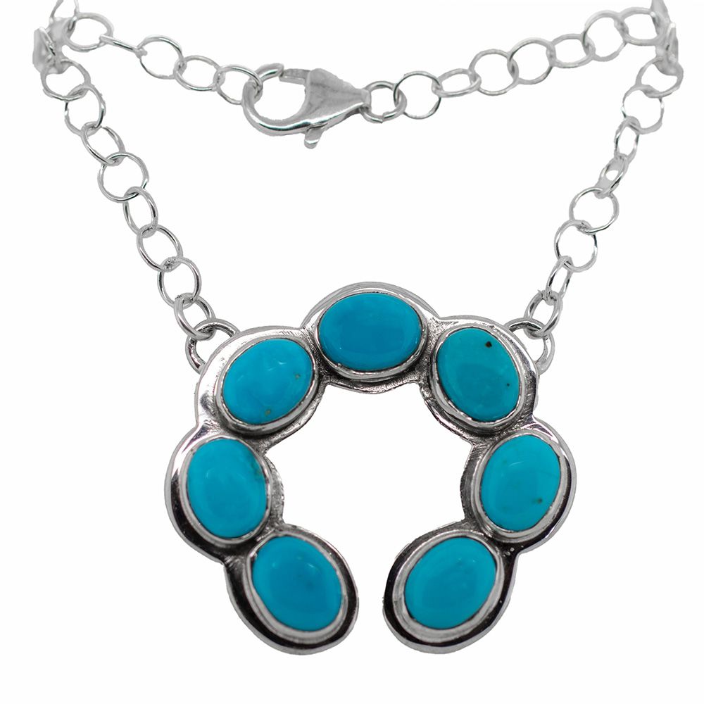 SILVER TURQUOISE NAJA NECKLACE - NAVAJO - RB