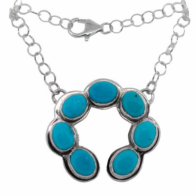 SILVER TURQUOISE NAJA NECKLACE - NAVAJO - RB