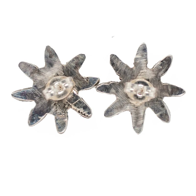 SILVER TURQUOISE FLOWER EARRINGS - ZUNI - JOHNSON LAWEKA