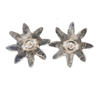 SILVER TURQUOISE FLOWER EARRINGS - ZUNI - JOHNSON LAWEKA