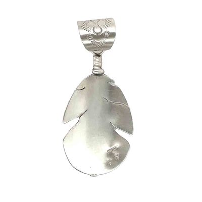 SILVER PINK CONCH FEATHER PENDANT - NAVAJO - N N