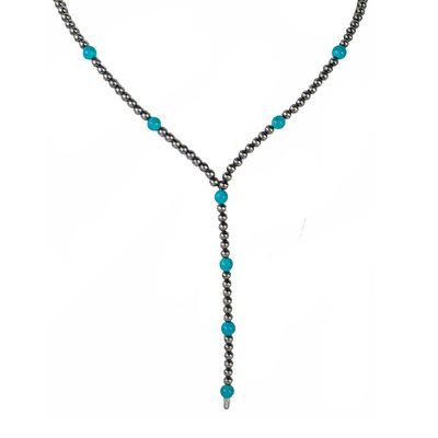 SILVER TURQUOISE &amp; NAVAJO PEARLS NECKLACE - NAVAJO - MASON LEE