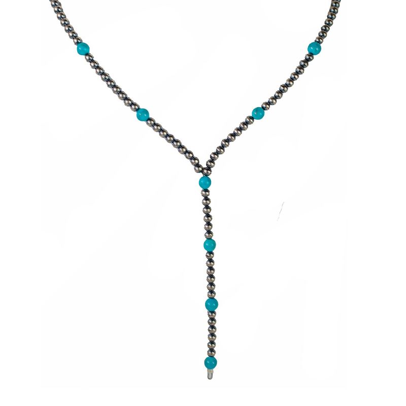 SILVER TURQUOISE &amp; NAVAJO PEARLS NECKLACE - NAVAJO - MASON LEE