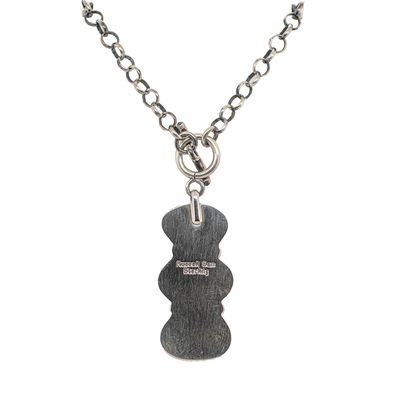 SILVER 3-STONE TURQUOISE NECKLACE NAVAJO - RUSSELL SAM
