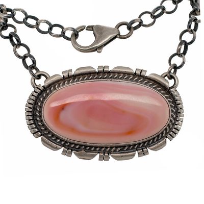 SILVER PINK CONCH NECKLACE - NAVAJO - THOMAS FRANCISCO