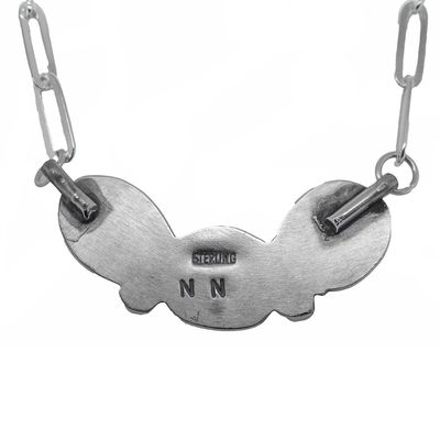 SILVER 3-STONE PINK CONCH NECKLACE - NAVAJO - N N