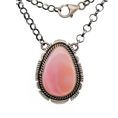 SILVER PINK CONCH NECKLACE - NAVAJO - THOMAS FRANCISCO