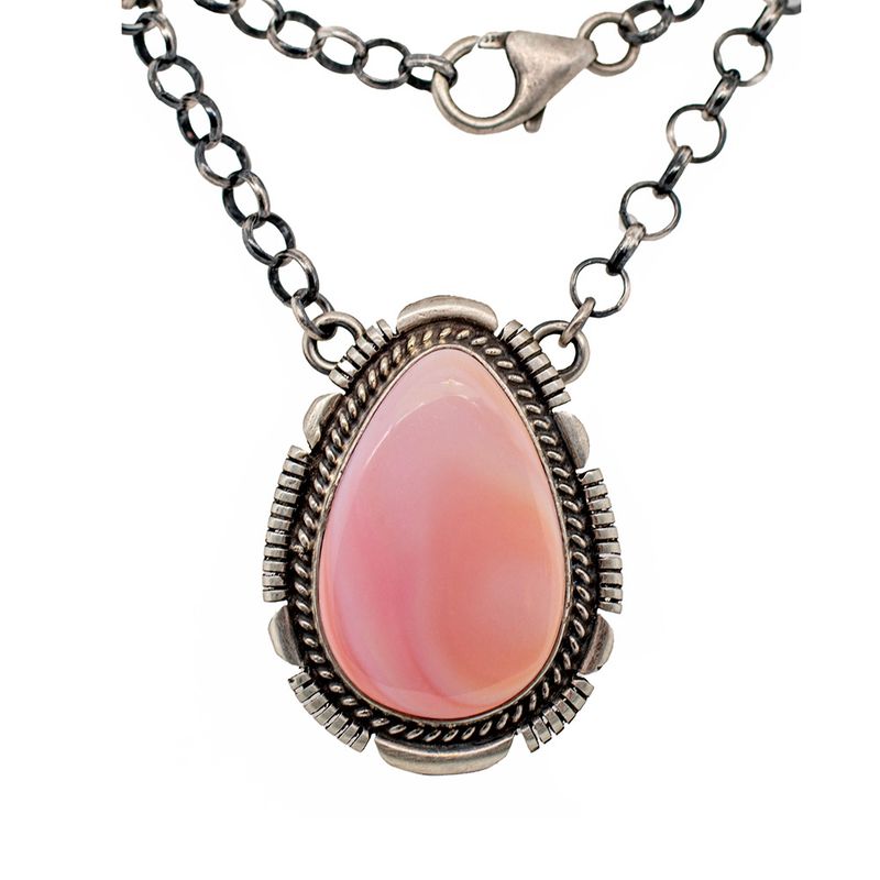 SILVER PINK CONCH NECKLACE - NAVAJO - THOMAS FRANCISCO