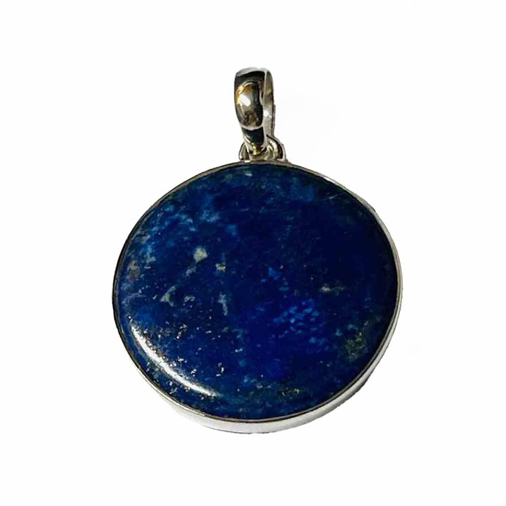 SILVER LAPIS ROUND PENDANT