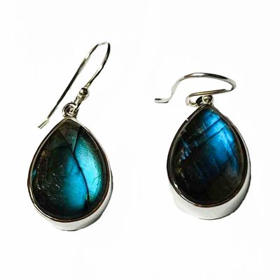 SILVER LABRADORITE TEARDROP EARRINGS SILVER LABRADORITE TEARDROP EARRINGS