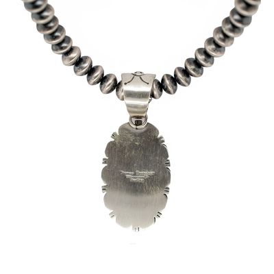 SILVER PINK CONCH OVAL PENDANT - NAVAJO - THOMAS FRANCISCO