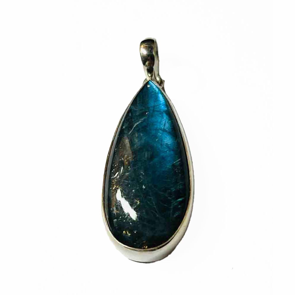 SILVER LABRADORITE TEARDROP PENDANT