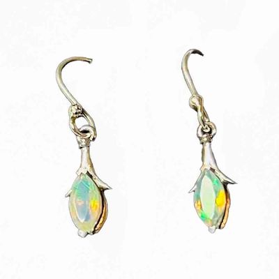 SILVER OPAL MARQUISE EARRINGS