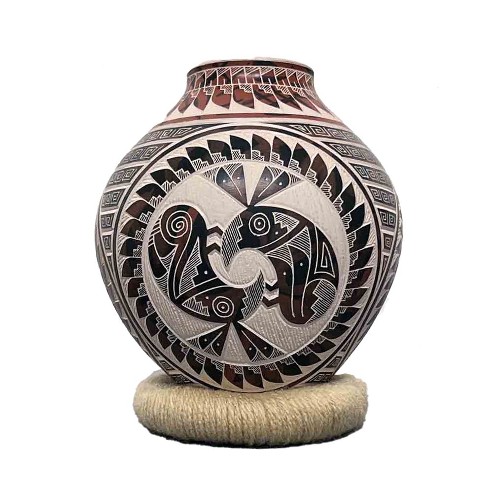 MATA ORTIZ CARVED BIRD VASE - 5 x 4