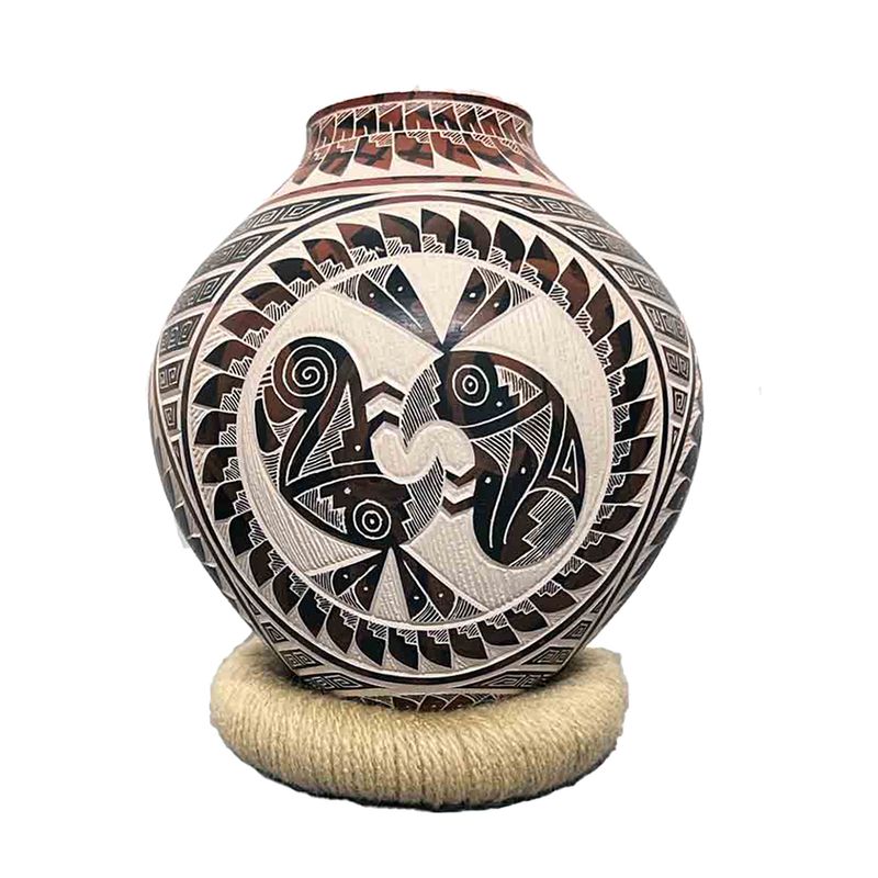 MATA ORTIZ CARVED BIRD VASE - 5 x 4