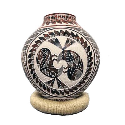 MATA ORTIZ CARVED BIRD VASE - 5 x 4