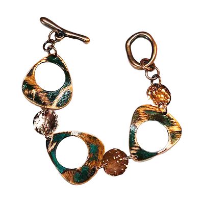 COPPER PATINA &amp; HAMMERED LINK BRACELET