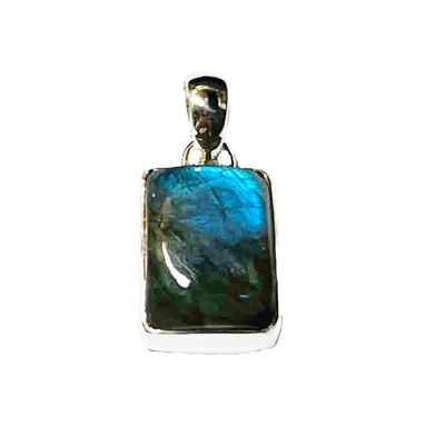 SILVER LABRADORITE RECTANGLE PENDANT