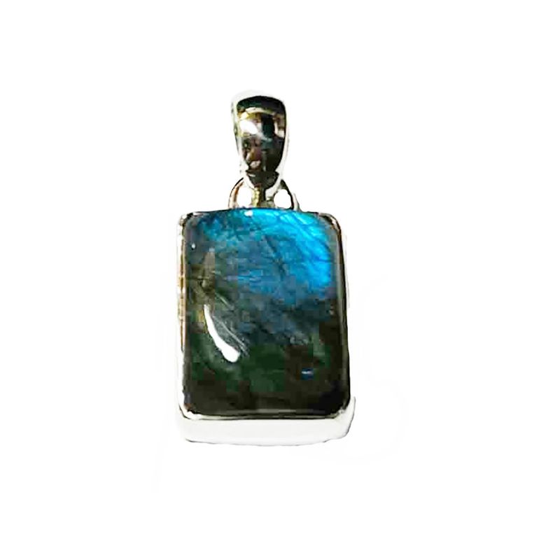 SILVER LABRADORITE RECTANGLE PENDANT