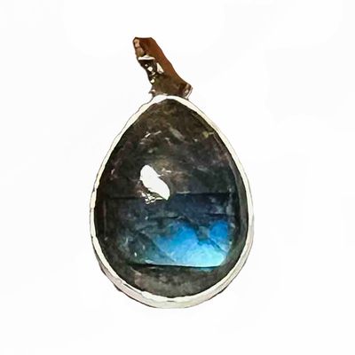 SILVER LABRADORITE 13X18MM TEARDROP PENDANT