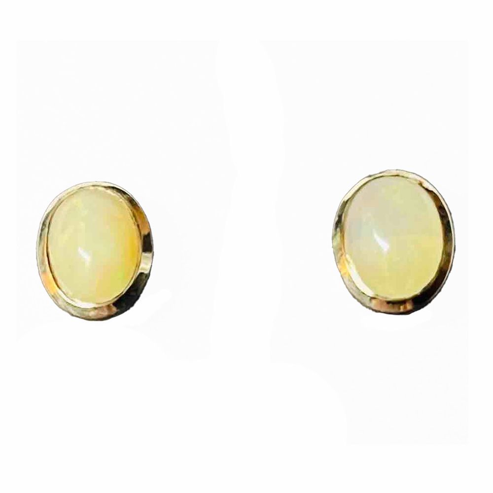 SILVER OPAL OVAL EARRINGS