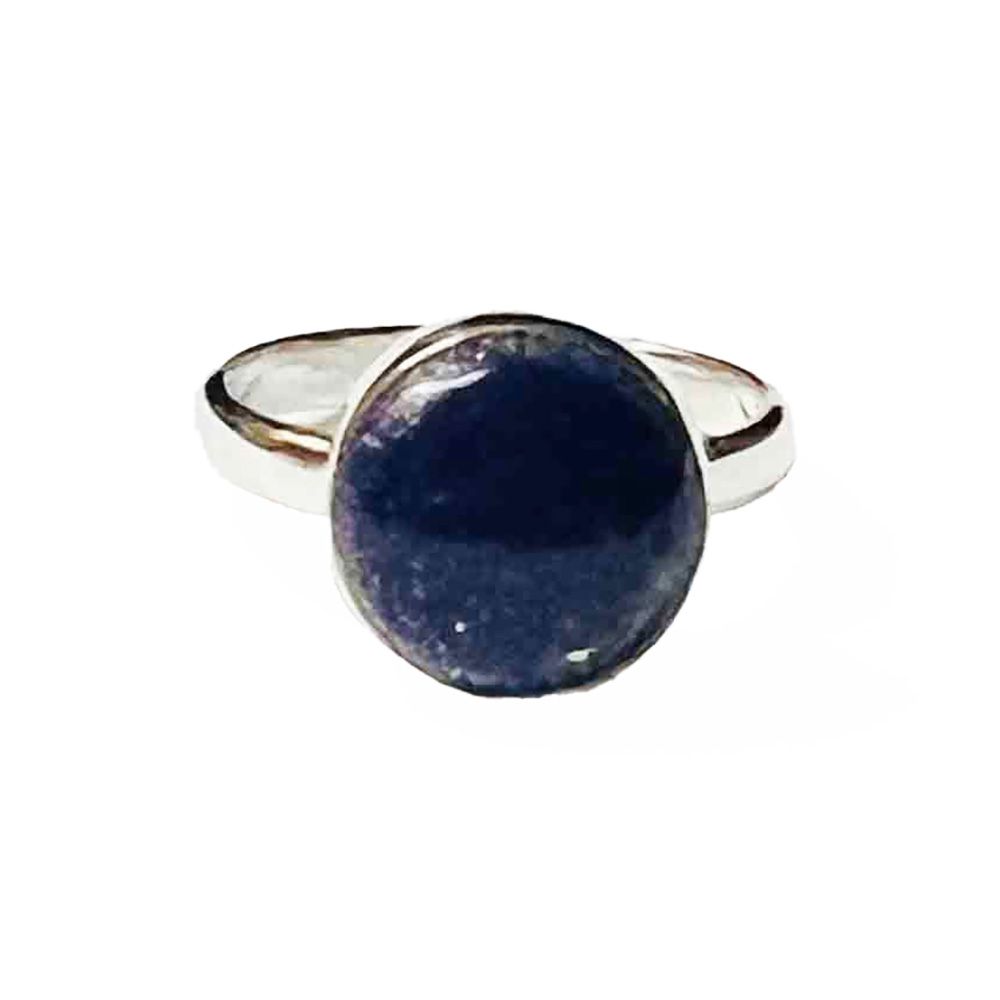 SILVER LAPIS ROUND RING - 8