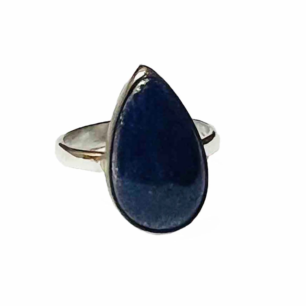 SILVER LAPIS TEARDROP RING - 7