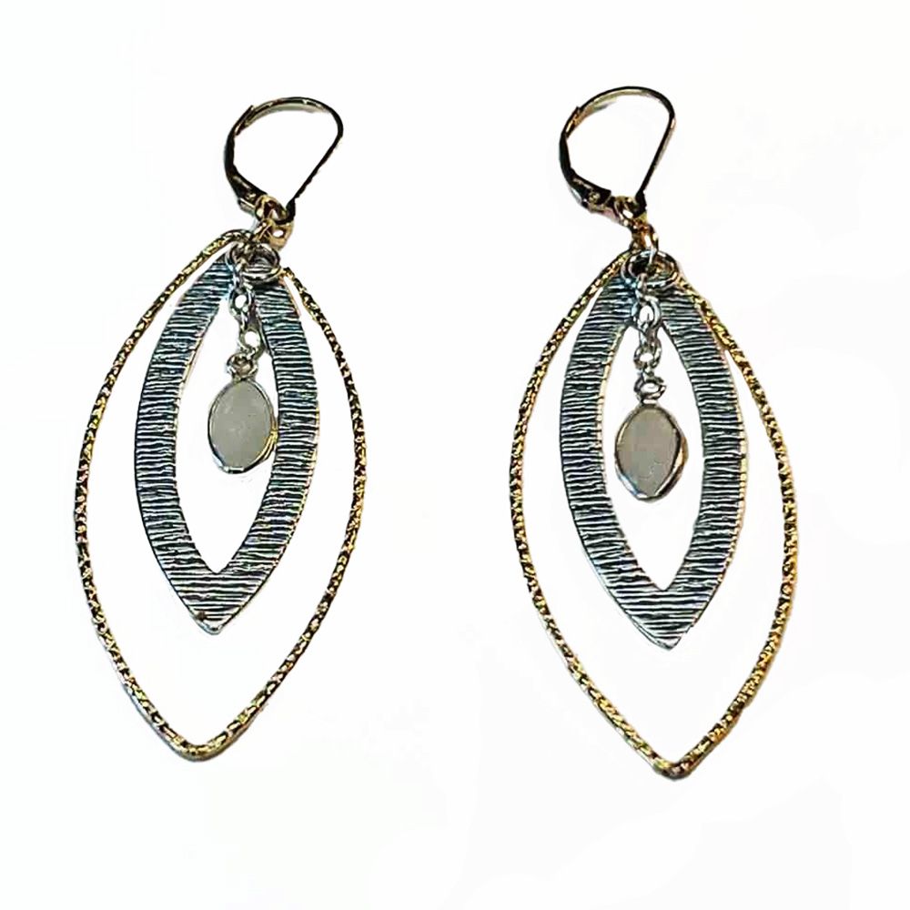 MIXED METALS &amp; MOONSTONE EARRINGS