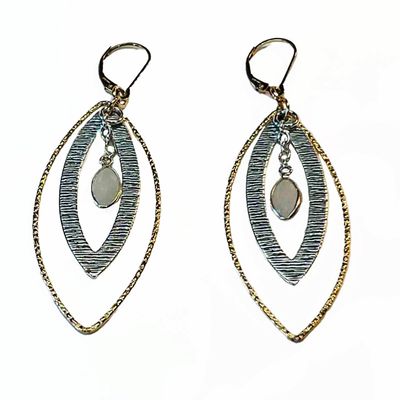 MIXED METALS &amp; MOONSTONE EARRINGS